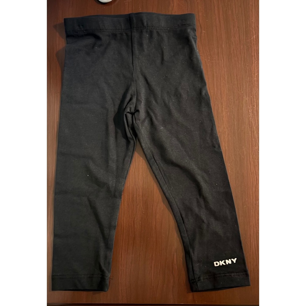 DKNY 2T Girl Black Leggings Cotton Spandex Stretch Basic
